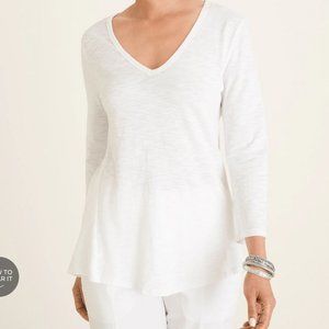 Alabaster Cotton Slub V-Neck Tee 3/4 Sleeve